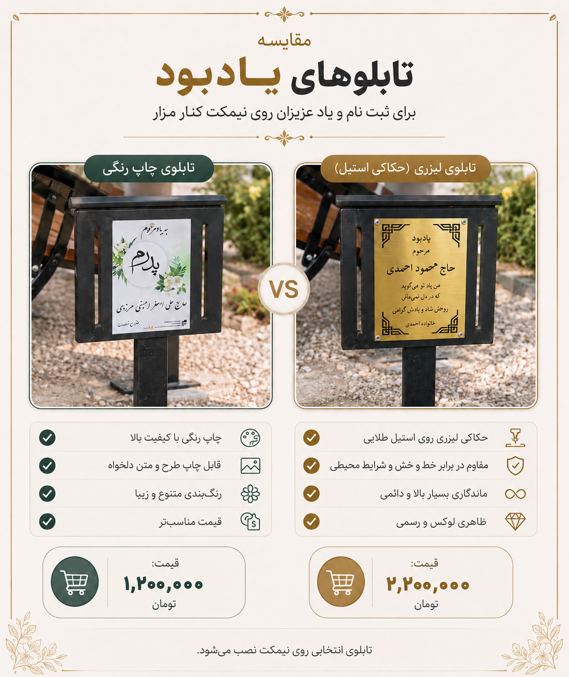 تابلوی بادبود نیمکت 